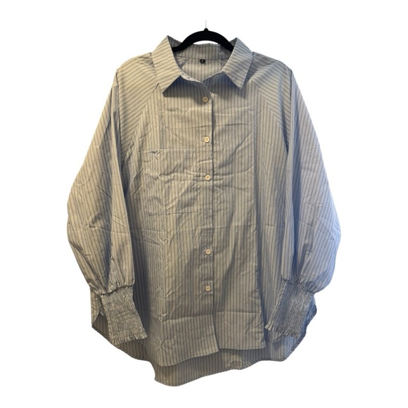 Striped Button-Up Blouse - Picture 1 of 11